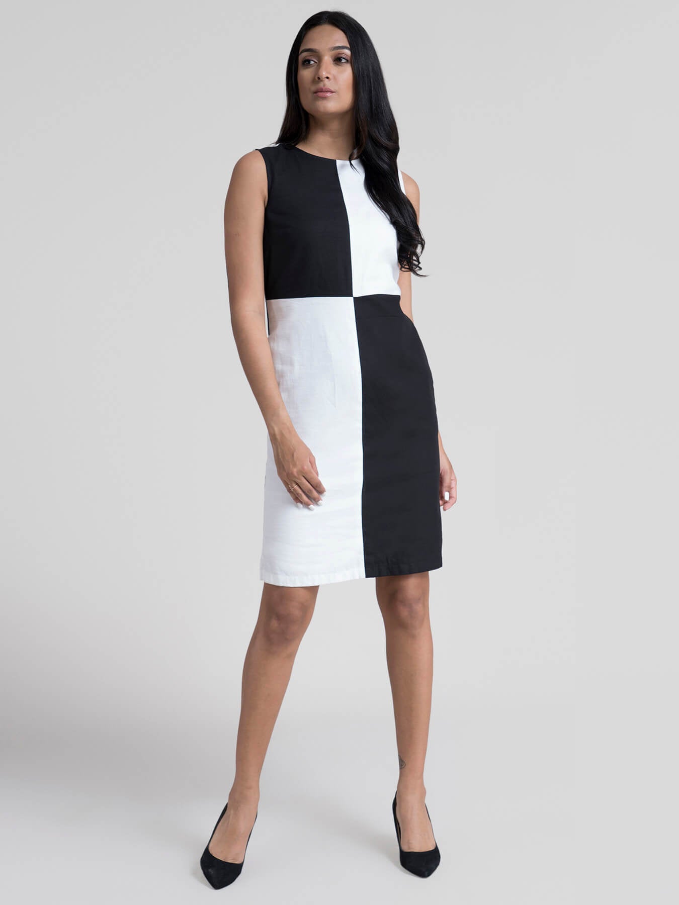 Buy Black and White Cotton Shift Dress ...